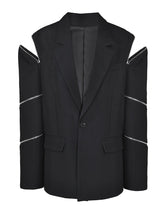 Women's Boyfriend Blazer with Zipper Sleeves